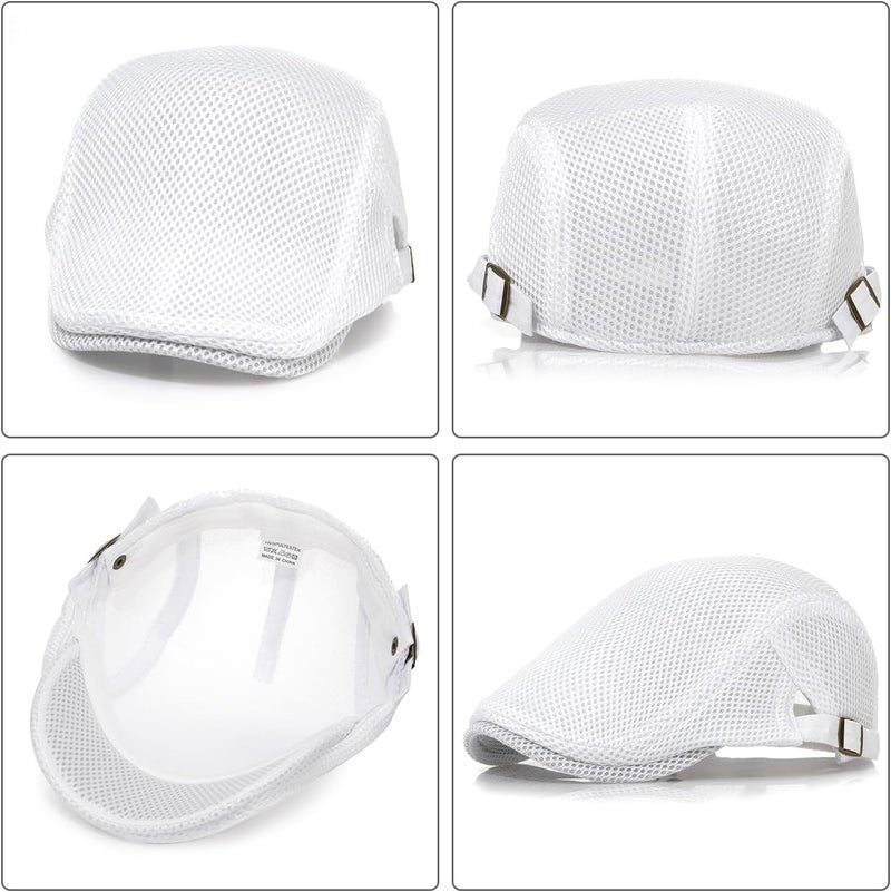 Xinveen Men's Mesh Cap Breathable Summer Newsboy Hat Adjustable Beret Ivy Cap Irish Cabbie Driving Hunting Hats - Image 5